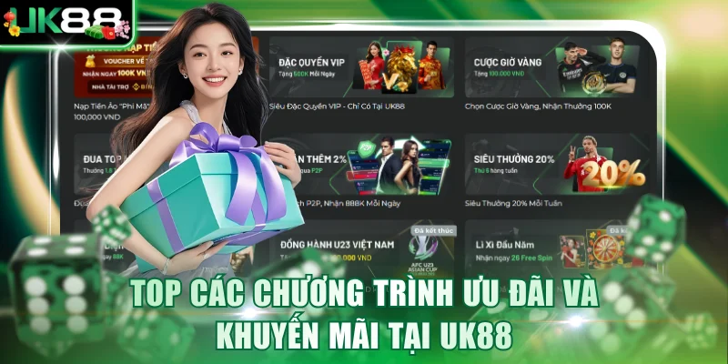 Top các chương trình ưu đãi và khuyến mãi tại UK88