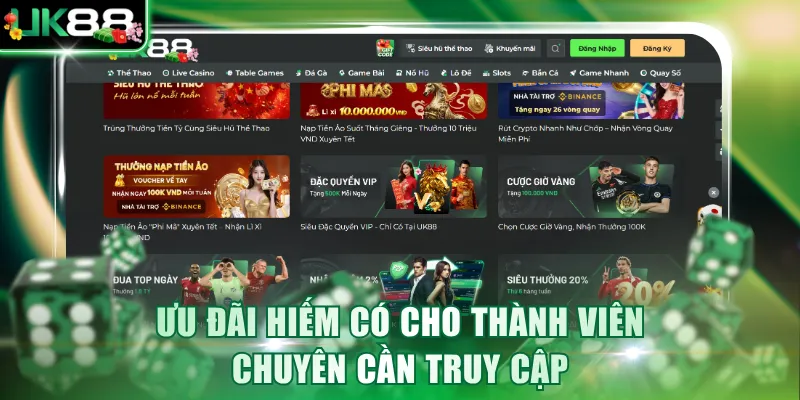 Ưu đãi hiếm có cho thành viên chuyên cần truy cập